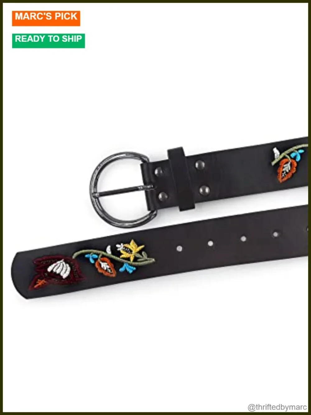 Western Boho Embroidered PU Leather Belt for Jeans Dress